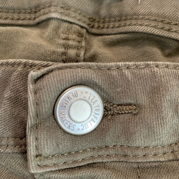 Zara Trafaluc Denim Makers Olive Green Long Pants Size 28 - Picture 15 of 17